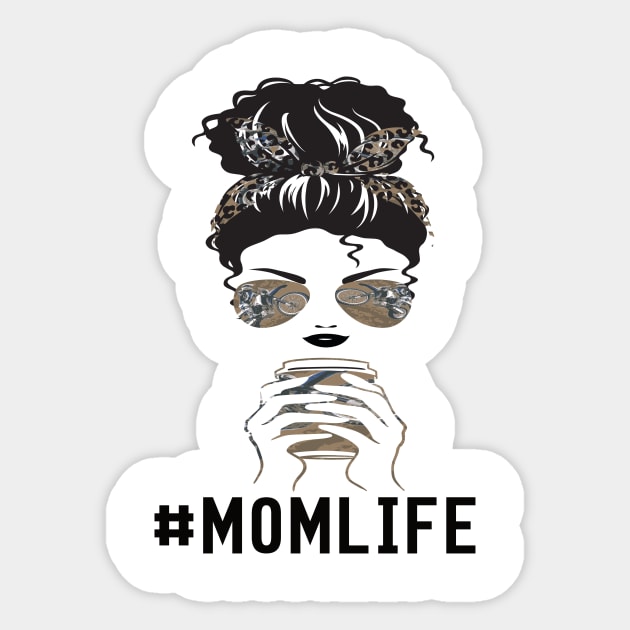 MOM life messy bun dirt bike mom gift Sticker by DODG99